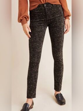 Anthropologie AG Adriano Goldschmied The Prima Ankle Paisley Velvet Skinny Jeans